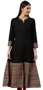 Yash Gallery Women's Cotton Relaxed Fit A Line Kurta