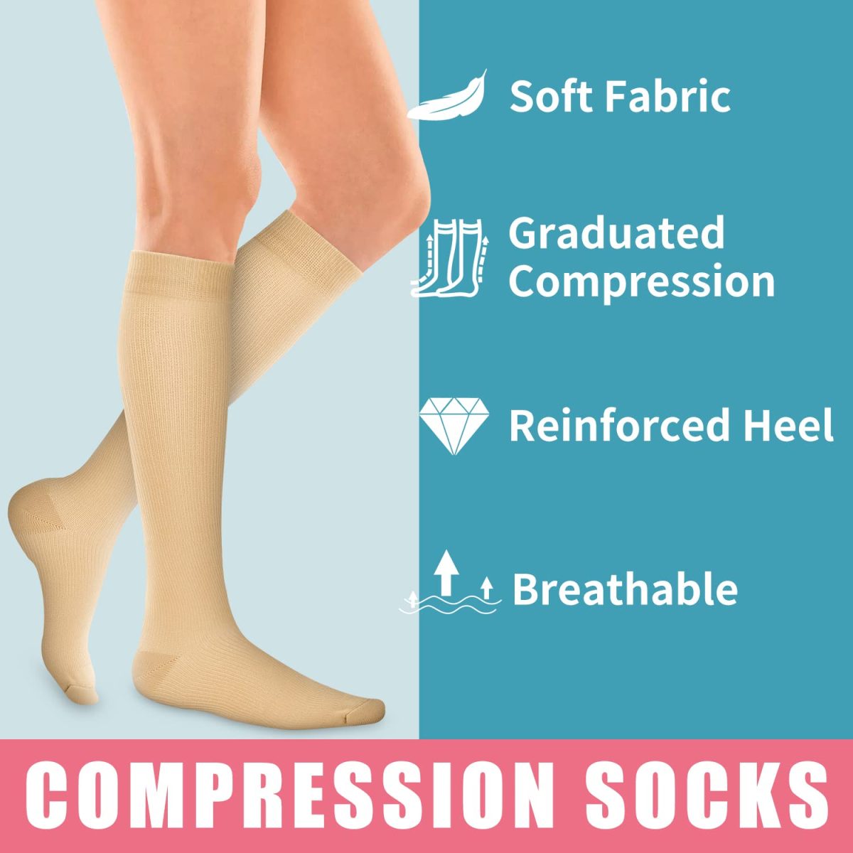 Copper Compression Socks Women & Men Circulation(6 pairs) - Best for Running, Nursing, Hiking, Recovery & Flight Socks - Image 5