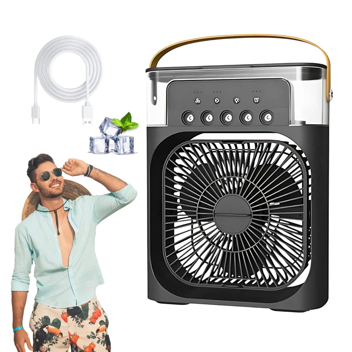 Enfogo (Enjoy calm Summer With 15 Years Warranty) Transform your environment with the Portable Air Conditioner Fan,this combines a desk fan and mini cooler_Multicolor