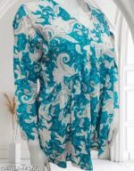 New Printed Short Blue Full Sleeves Top for Women - Image 2