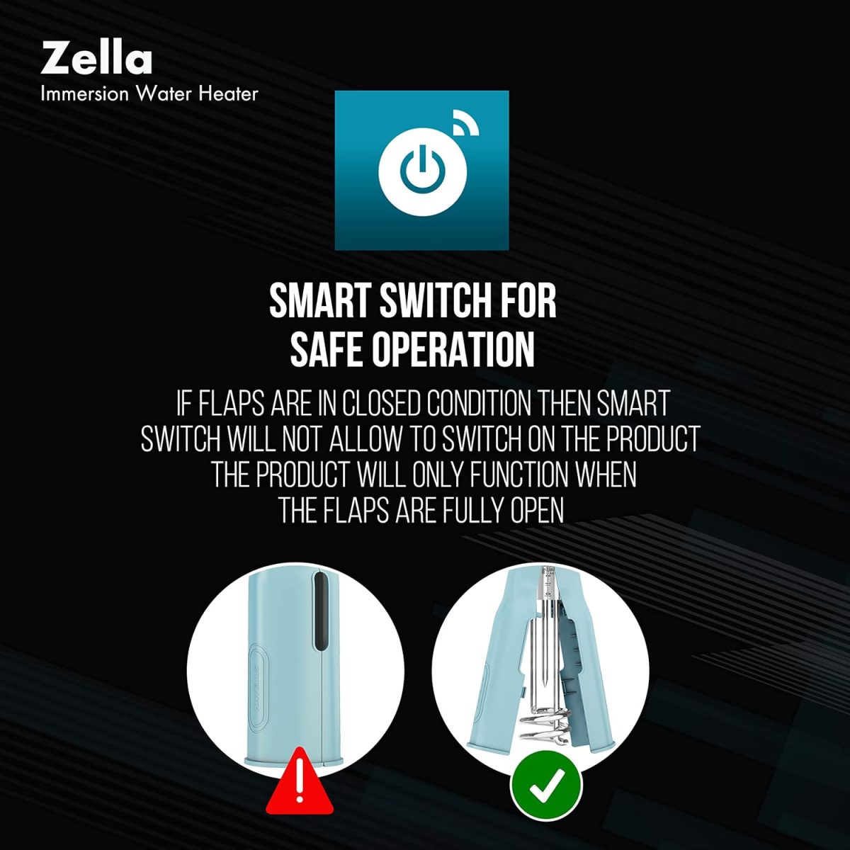 Havells Plastic Zella 1500 watts Immersion Heater|Automatic Cut-Off,Temp. Setting,Isi Mark 3 Pin Molded Plug|Protection Cover,Nickel Plating,Smart Switch For Safe Operation,Warranty: 2 Year|(Blue) - Image 3
