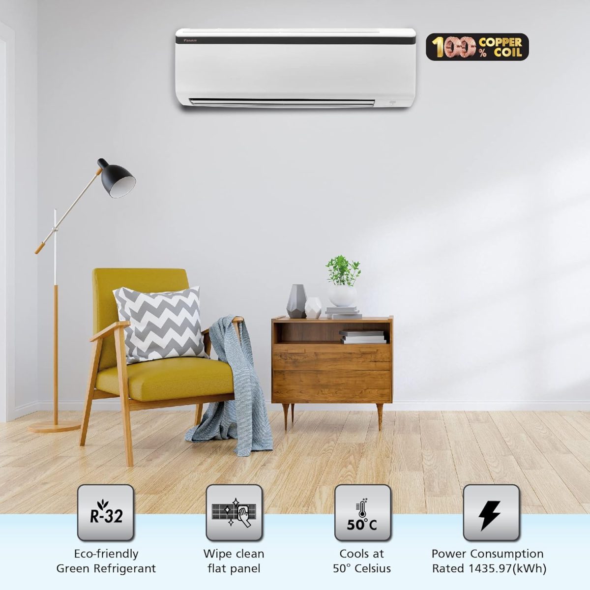 Daikin 1.8 Ton 2 Star Fixed Speed Split AC (Copper, Anti Bacterial Filter, FTE60U, White) - Image 2