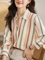 SheWill Women’s Orange Landscape Print Crepe Shirt – Stylish Western Long Shirt with Spread Collar| Shirt for Women Stylish Western | Long Shirt for Women - Image 6