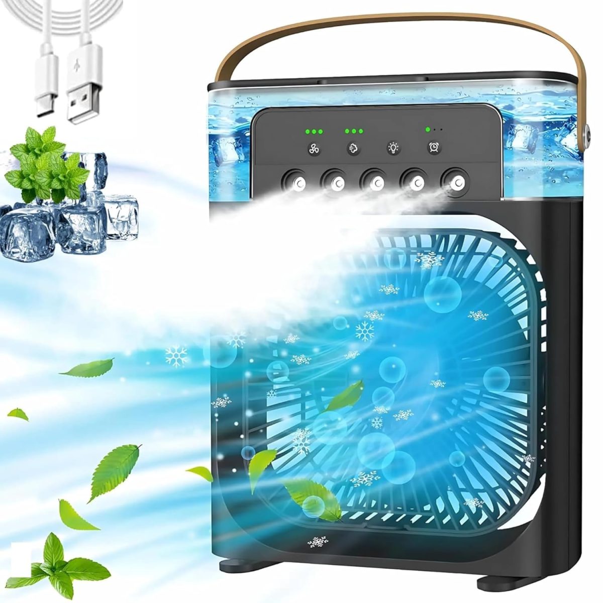 Enfogo (HOT DEAL 15 Years Warranty) Experience ultimate cooling versatility with the White Portable Air Conditioner Fanthis USB-powered mini AC a desk fan_M3_M78_Multicolor - Image 9
