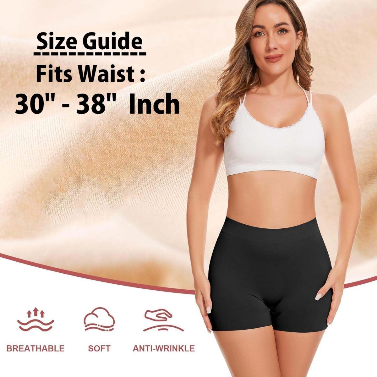 HSR Women's Cotton Ice silk safety pants Mid Waist seamless anti-slip non-curling Shorties/Underskirt Shorts (One size Fit to 30-38 inch) - Image 4
