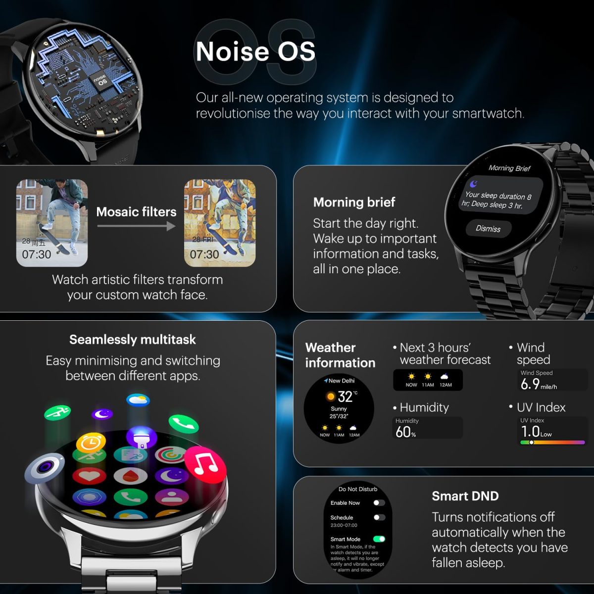 Noise Vortex Plus 1.46” AMOLED Display, AoD BT Calling, Sleek Metal Finish, 7 Days Battery Life, All New OS and with 100+ Watch Faces & Health Suite (Metal Black) - Image 7