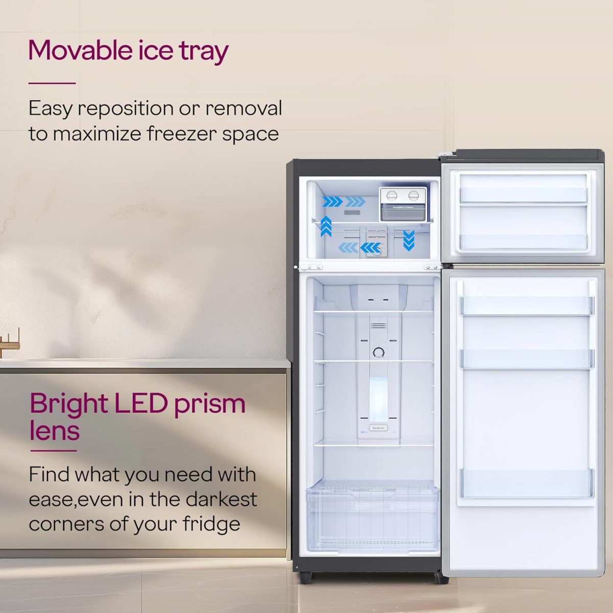 Godrej 244 L 2 Star Wood Finish, 30 Days Farm Freshness, Frost Free Inverter Double Door Refrigerator (RT EONVOGUE 280B RI WT WD, Walnut Wood) - Image 6