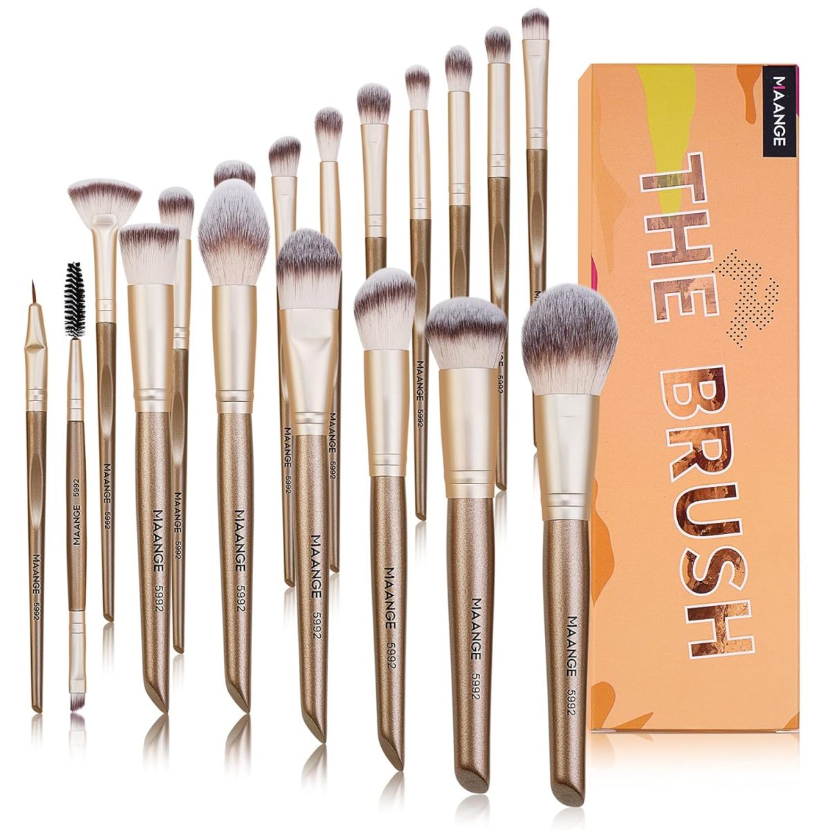 Makeup Brushes ,MAANGE 18 Pcs Professional Makeup Brushes Set Premium Synthetic Foundation Face Powder Blush Eye Shadows Travel Make Up Brushes with gift box - Image 8