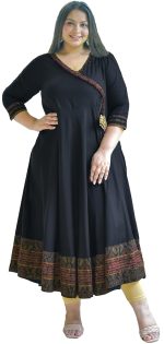 Yash Gallery Women's Rayon Relaxed Fit Angrakha Kurta