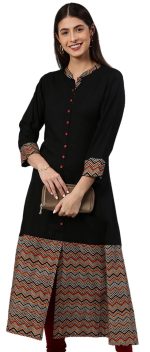 Yash Gallery Women's Cotton Relaxed Fit A Line Kurta - Image 3