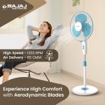 Bajaj Frore Neo 400 MM Oscillating Pedestal Fan For Home | Aerodynamically Balanced Blades | 100% Copper Motor | High Air Delivery | 3-Speed Control | Rust Free | 2 Yrs Warranty 【Blue】 - Image 5