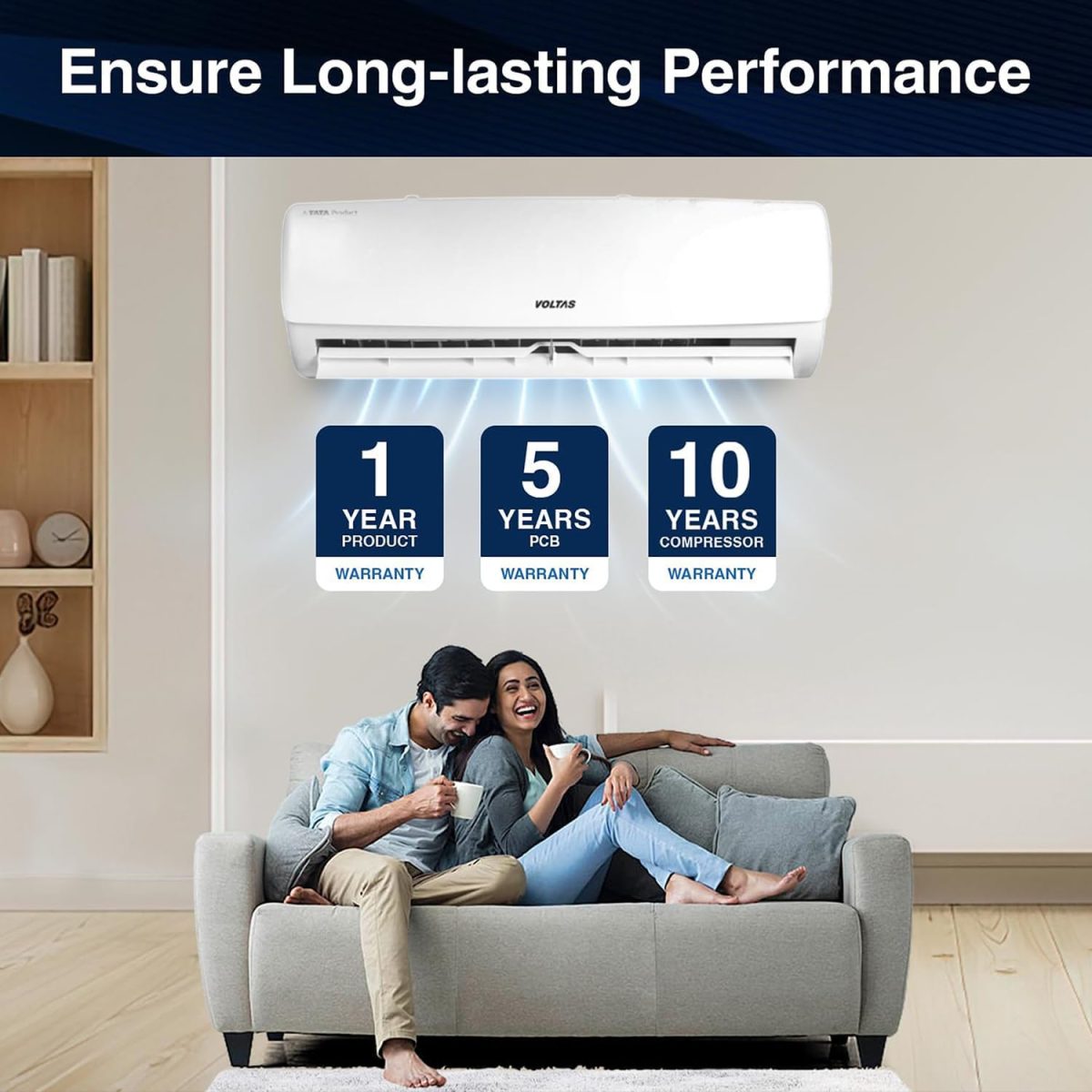 Voltas 1 Ton 3 Star, Fixed Speed Split AC (Copper, LED Display, Anti-dust Filter, SAC 123 Vectra Elegant, White) - Image 8