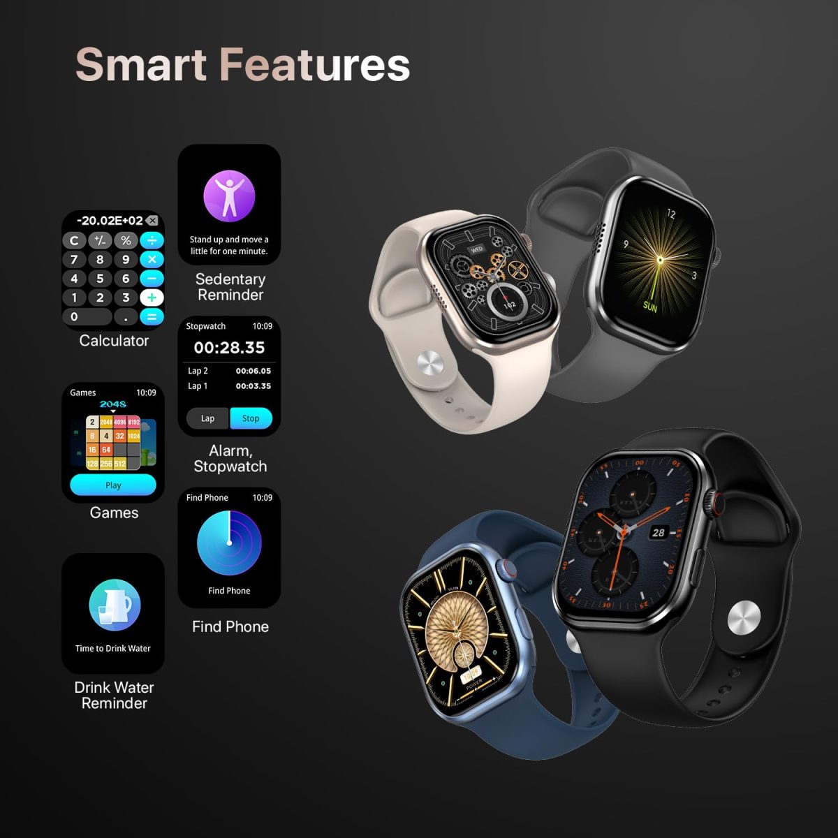 Fire-Boltt Brillia Smart Watch with 51.3mm (2.02 inch) AMOLED Display, Bluetooth Calling, SpO2, Heart Rate Monitoring, 120+ Sports Modes (Brillia, Dark Grey) - Image 12