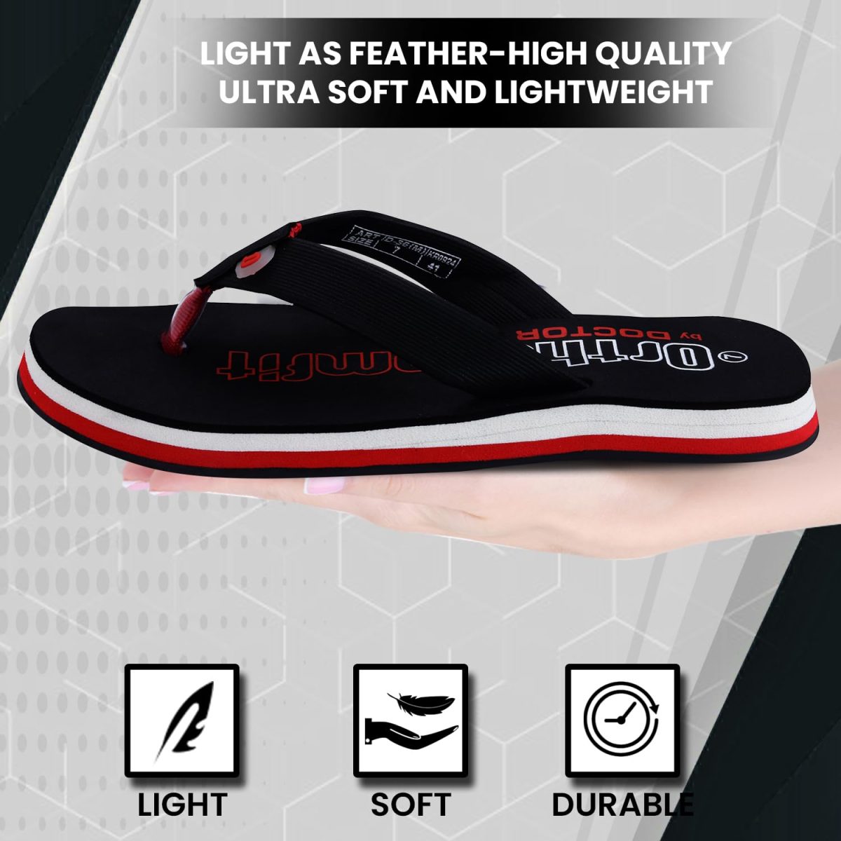 DOCTOR EXTRA SOFT Men's Orthopedic Tpr Slippers With Cushion Footbed For Adult|Stylish & Anti-Skid|Comfortable & Light Weight|Casual Durable Waterproof Everyday Dr. Home Flip Flops Gents & Boys D-36 - Image 6