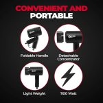 BEARDO Styling Gun Ultra Compact Hair Dryer | 1100 Watts Foldable Hair Dryer | 3 Heat 2 Speed Setting | Hair Dryer For Men | Travel Friendly | Stylish Matte Black Finish | Gift For Brother | Gift For Friends | Gift for Husband - Image 8