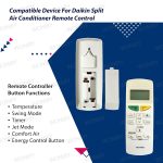 Woniry Air Conditioner Remote Control (AC 132B) Compatible For Daikin Ac Remote Suitable For 1/1.5/2 Ton Daikin Split Ac Remote and Daikin Window Ac Remote - Image 3