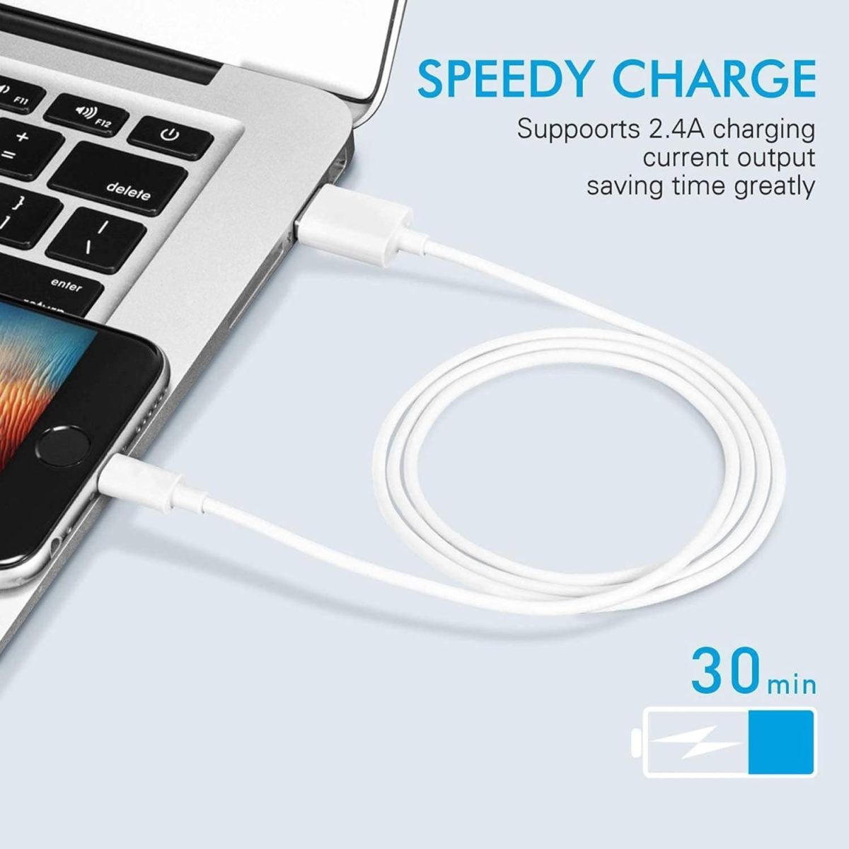 Sounce USB to Lightning 12A Fast iPhone Charging Cable Compatible for iPhone 14, 13, 12, 11, X, XS, XR, 8, 7, 6, 5, Plus Pro Max Mini iPad, Macbook, iMac, AirPods, 480Mbps Data Sync, 1.5 Meter Long - Image 4
