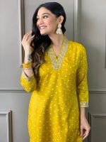 Naixa Women's Rayon Cotton Lining Embroidered Straight Kurta with Pant and Dupatta Sets (NX-470) - Image 8