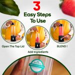 InstaCuppa Stainless Steel Portable Blender for Smoothies & Juices,Mixer Juicer that Crushes Ice,Electric Shaker USB Rechargeable Battery with 4000 mAh 230 Watts Motor,500 ML Juice Maker,Black - Image 4