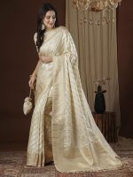 AKHILAM Women's Satin Silk Ethnic Motif Woven Design Saree With Unstitched Blouse (ARYA4401_FL_Parent) - Image 4