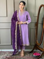 Naixa Women's Rayon Embroidered Straight Kurta with Pant and Dupatta Sets (NX-450) - Image 7
