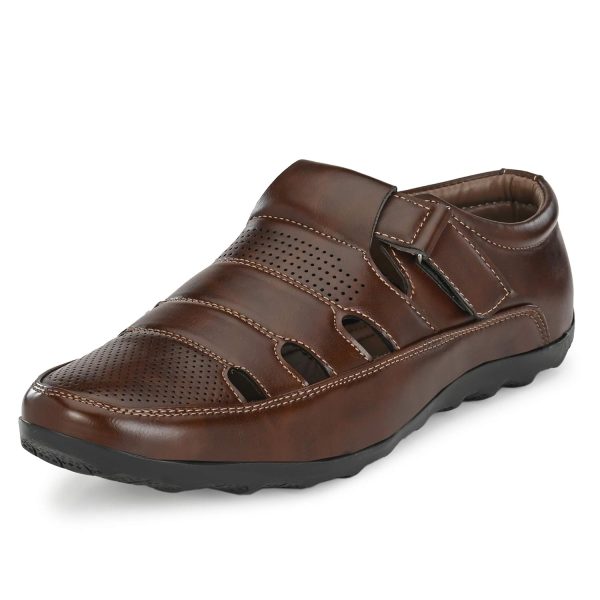 Centrino Men's Fisherman Sandals with Cushioned Insocks, Hook & Loop Strap, Trendy and Sporty Design, Premium Upper, Closed Sandal - For Spring Summer Travelling, Walking (2340)