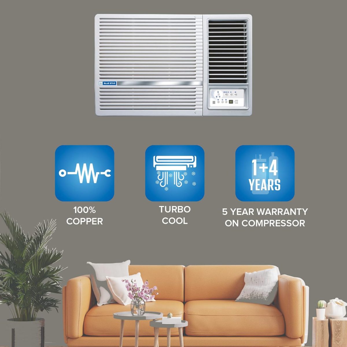 Blue Star 1.5 Ton 3 Star Inverter Window AC (Copper, Inverter Compressor Technology, Turbo Cool, Energy Saver, Multi Sensors, Comfort Sleep, Self Diagnosis, 2D Swing, WIB318LN, White) - Image 4