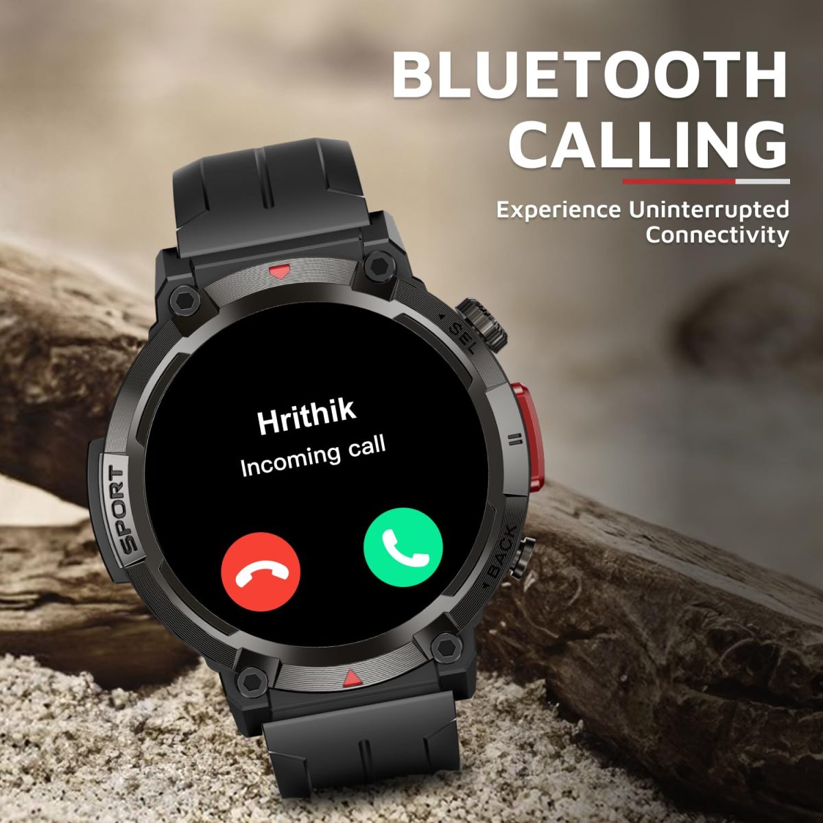 Cult Ranger XR1-1.43" AMOLED Display,Outdoor Rugged Smartwatch for Men, Bluetooth Calling, 8 Days Battery, Continous Heart Rate,100+ Sports Mode, Live Cricket Score, Built-in Flashlight, Free Strap - Image 7