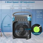 Mabron [15 𝒀𝒆𝒂𝒓𝒔 𝑾𝒂𝒓𝒓𝒂𝒏𝒕𝒚] Mini Portable Air Conditioner Fan – Evaporative Air Cooler with 7 Color LED Lights, 3 Wind Speeds & 3 Spray Modes for Home, Office & Travel_Multicolor - Image 5
