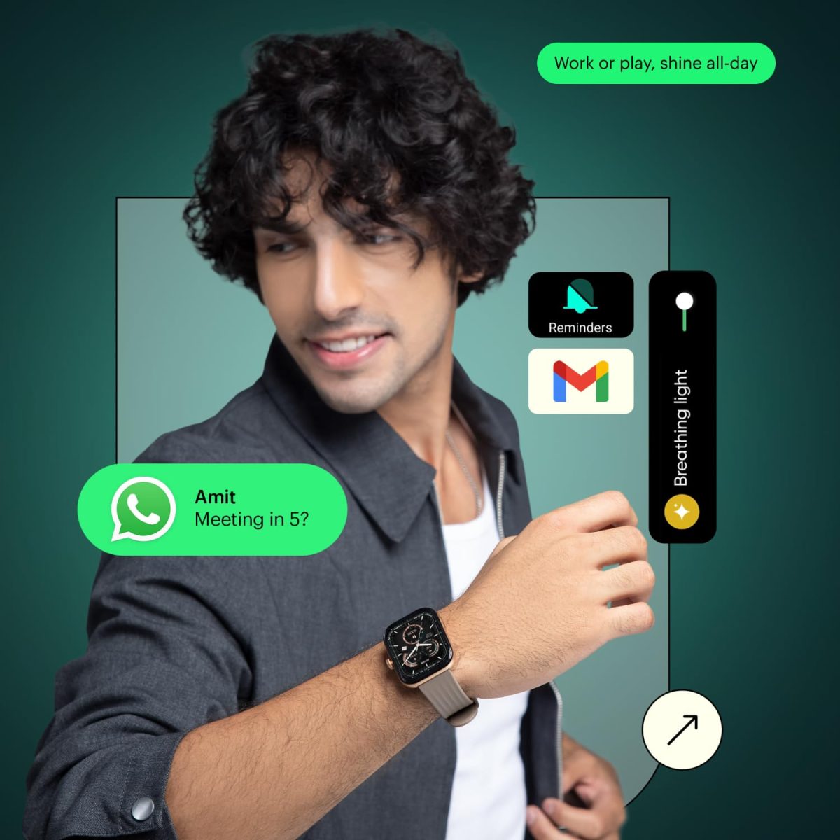 Noise Ultra 3 Luminary with India's 1st Ever Personalised Notification Alerts (Lumilert), 1.96" AMOLED Display, Premium Metallic Dial, Send Upto 5 Emojis (Lumiping), Health Suite (Jet Black) - Image 6