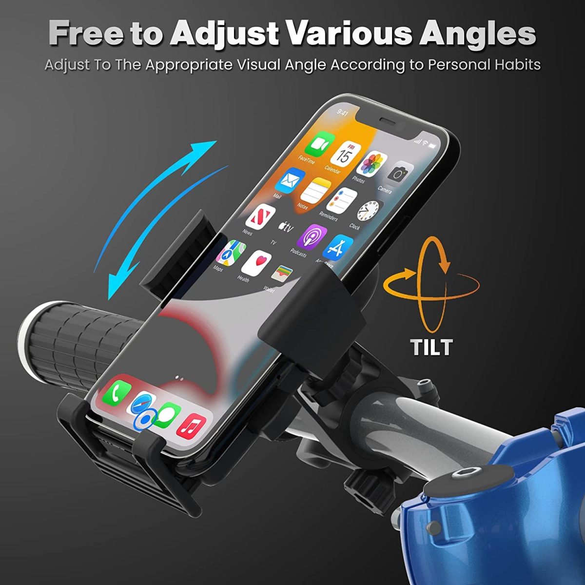 WeCool B1 360° Rotational Mobile Holder for Bikes,Motorcycle Handlebar Mounts for Maps and GPS Navigation,Bike Mobile Holder with One Click Locking, Firm Gripping, Anti Shake and Stable Phone Mount - Image 3