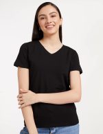 Amazon Brand - Symbol Women's Cotton Stretch Regular Fit V Neck Half Sleeve T-Shirt (Pack of 2 | Available in Plus Size) - Image 2