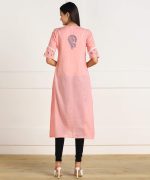 Vahson Lucknow Chikan Hand Embroidered Regular Fit Cotton Kurti Kurta for Women - Image 4