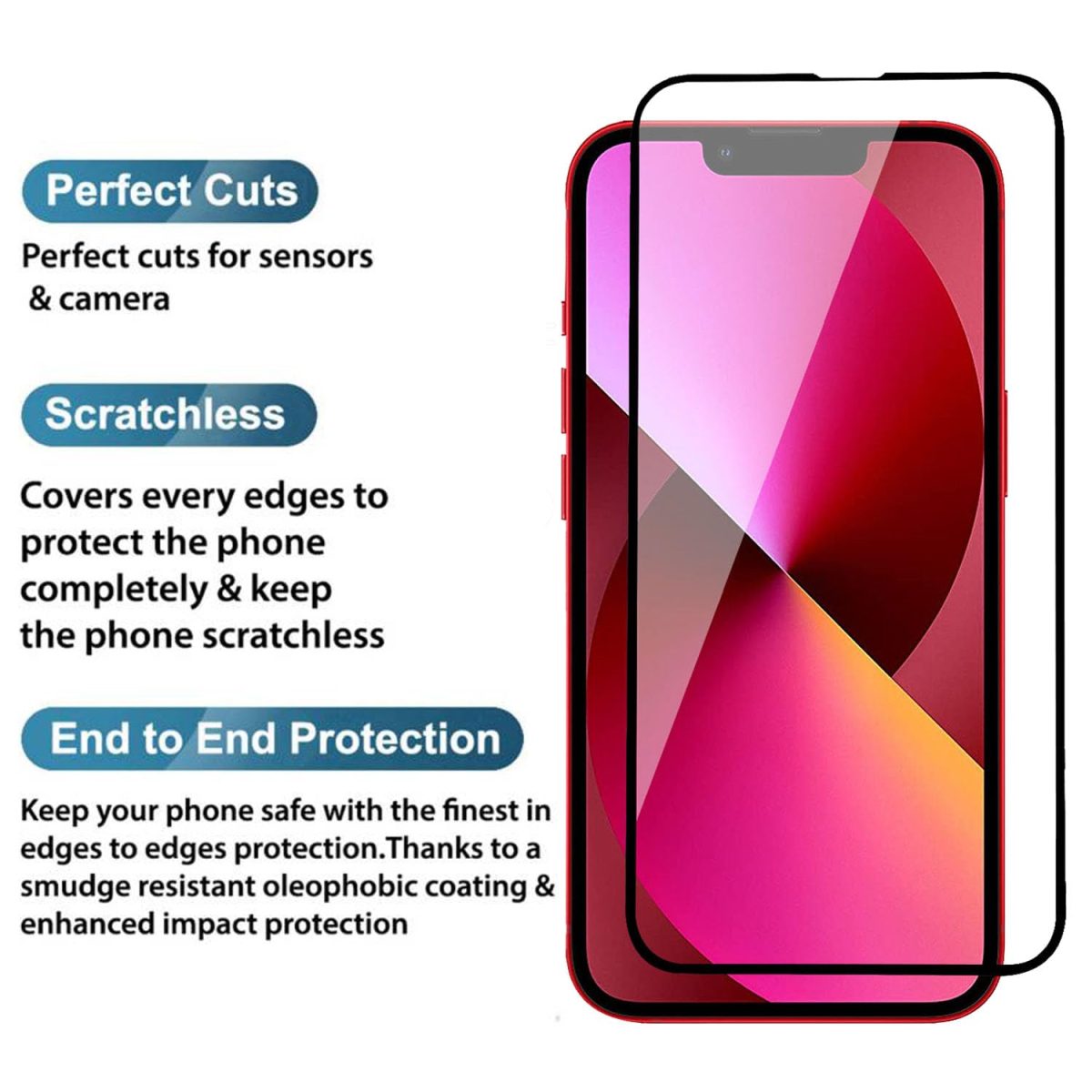 POPIO Military-Grade Gorilla Tempered Glass Compatible For iPhone 13/13 Pro / 14 / 16e (Black) Edge To Edge Coverage With Easy Installation Kit, Pack Of 1 - Image 3