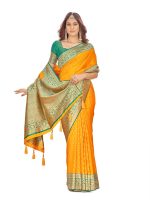 Mehrang Women's Pure Kanjivaram Silk Saree Banarasi Silk Wedding Sarees for Women with Blouse Piece