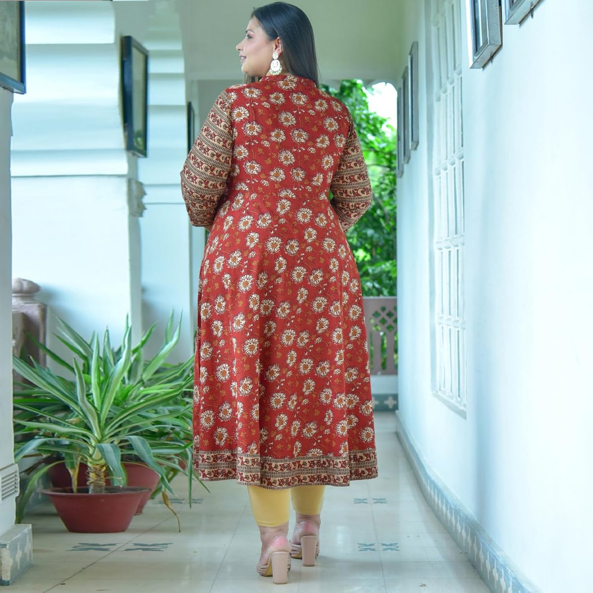 Yash Gallery Women's Cotton Relaxed Fit Anarkali Floral Printed Kurta - Image 2