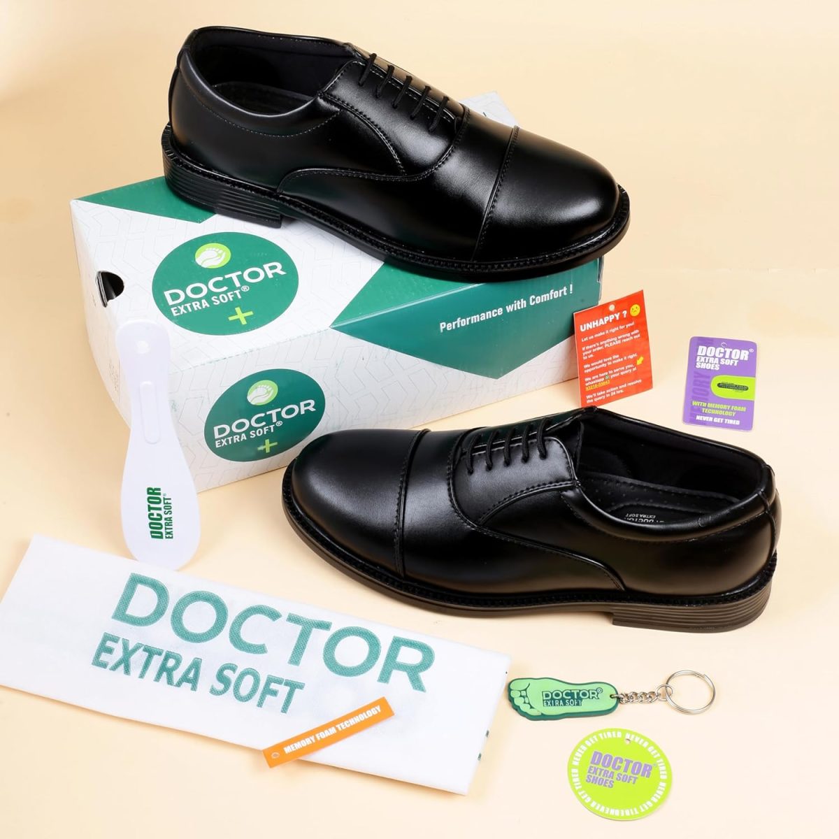 DOCTOR EXTRA SOFT Mens Classic Oxford Memory Foam Shoe for Uniform Dress, Tan Formal, Office,Party,Wedding| Lightweight & Comfortable| Premium PU Grip Sole Derby Slip on Lace Up Gents & Boys New-D-801 - Image 3