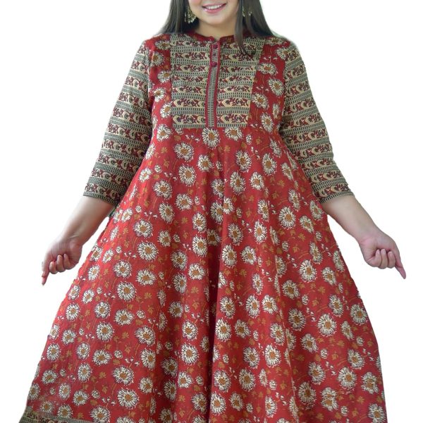 Yash Gallery Women's Cotton Relaxed Fit Anarkali Floral Printed Kurta