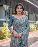 ALMAARI FASHION Handloom Cotton Floral Printed Saree with Tassels on Edges & Attached Blouse Piece | 5.5 Meter Saree + 0.8 Meter Blouse - Image 2
