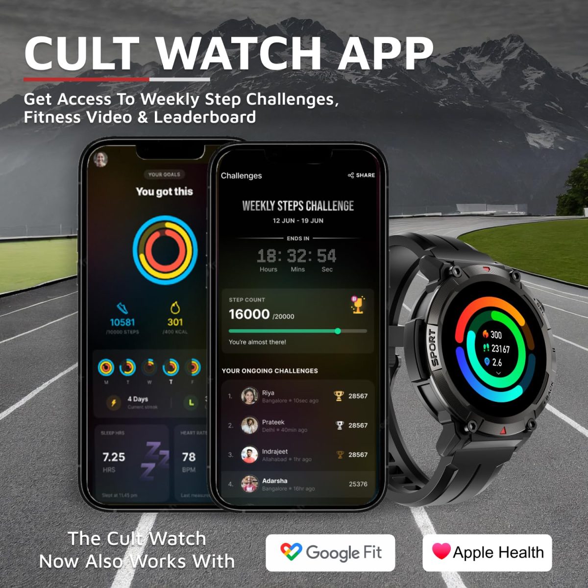 Cult Ranger XR1-1.43" AMOLED Display,Outdoor Rugged Smartwatch for Men, Bluetooth Calling, 8 Days Battery, Continous Heart Rate,100+ Sports Mode, Live Cricket Score, Built-in Flashlight, Free Strap - Image 11