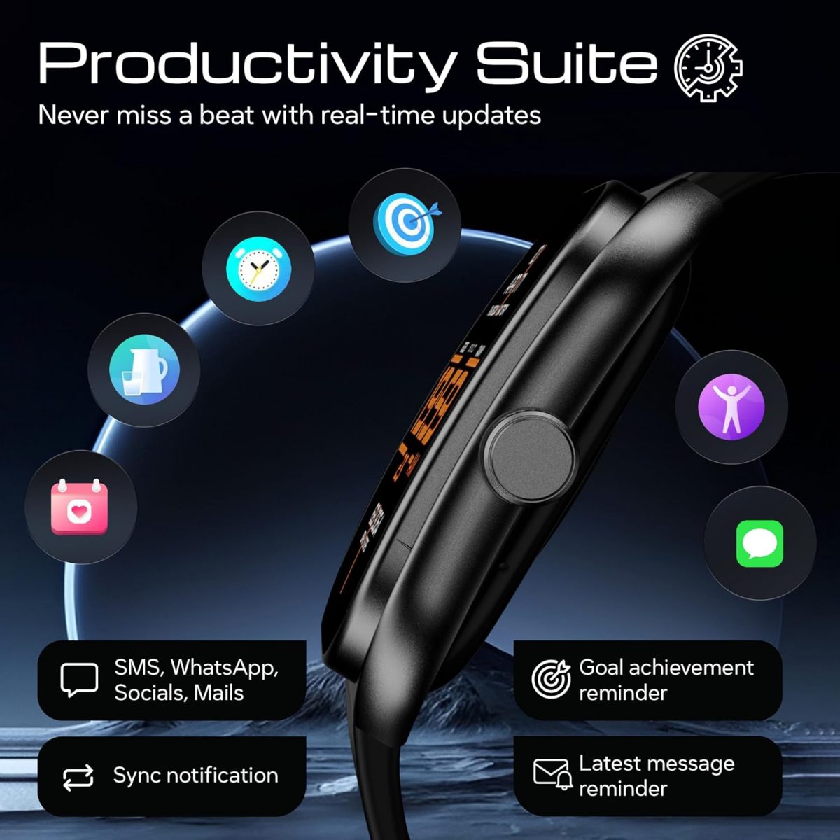 Boult Trail Pro Smartwatch 2.01'' 3D Curved Screen+AMOLED, BT Calling 5.3, 600 Nits Brightness, IP68, 250+ Watchfaces, 120+ Sports Modes, AI Voice Assistant, SpO2 Tracking (Pure Black) - Image 13