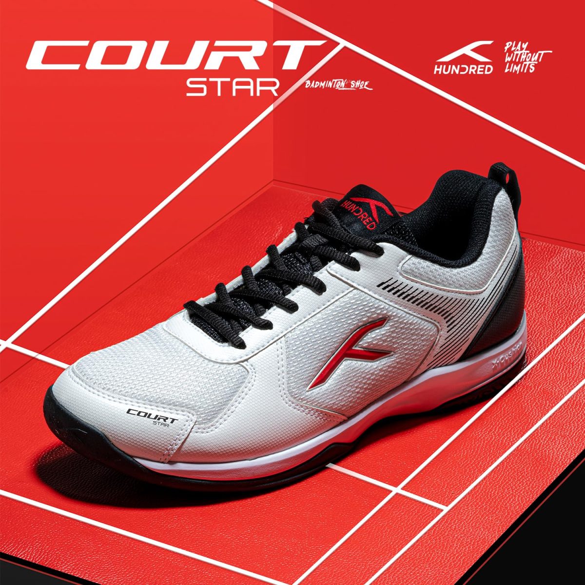 HUNDRED Court Star Badminton Shoes (Non Marking) | Also Perfect for Squash, Table Tennis, Volleyball, Basketball & Indoor Sports | Lightweight & Durable | X-Cushion Protection - Image 8