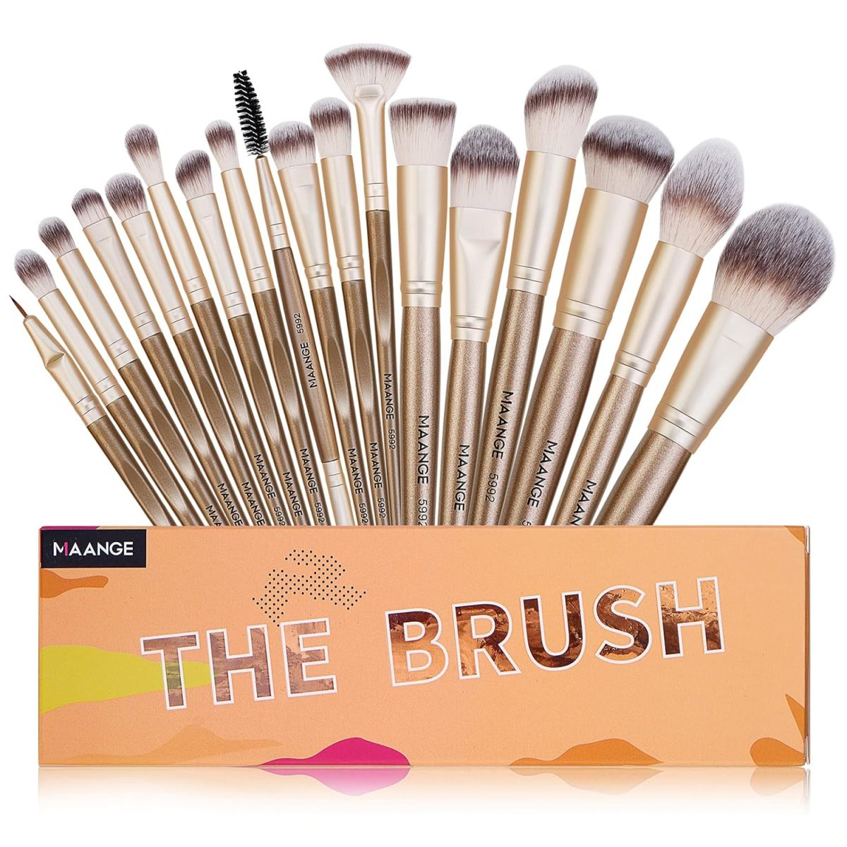 Makeup Brushes ,MAANGE 18 Pcs Professional Makeup Brushes Set Premium Synthetic Foundation Face Powder Blush Eye Shadows Travel Make Up Brushes with gift box - Image 9