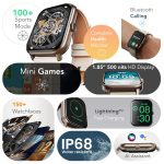 GOBOULT Drift+ Smart Watch 1.85''HD Screen, Bluetooth Calling, IP67, 500 Nits Brightness,150+ Watchfaces, AI Voice Assistant, SpO2 Monitoring, 100+ Sports Mode Smartwatch (Snow Leather) - Image 3