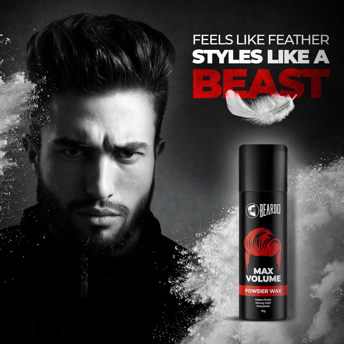 Beardo Max Volume Powder Wax 10 gm | Matte Finish | Strong Hold | Restylable | Hair Styling Wax | Hair Wax Powder For Men - Image 4