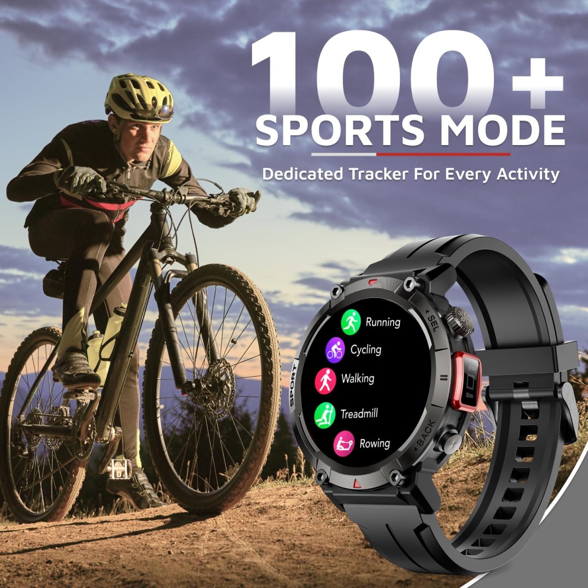Cult Ranger XR1-1.43" AMOLED Display,Outdoor Rugged Smartwatch for Men, Bluetooth Calling, 8 Days Battery, Continous Heart Rate,100+ Sports Mode, Live Cricket Score, Built-in Flashlight, Free Strap - Image 10
