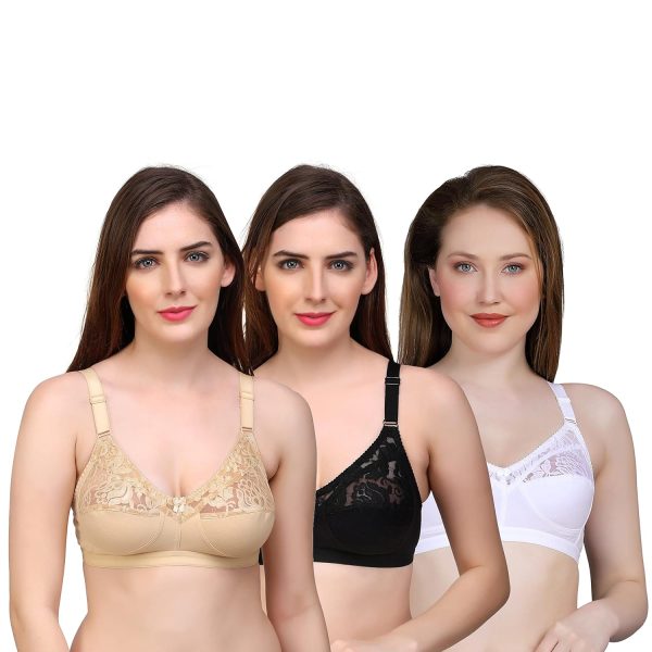 Layeba Women Full Coverage Non-Padded Half Net 3 Pack Combo