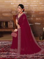 SIRIL Women's Hot Fixing Georgette Saree with Unstitched Blouse Piece - Image 4
