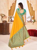Mehrang Women's Pure Kanjivaram Silk Saree Banarasi Silk Wedding Sarees for Women with Blouse Piece - Image 6
