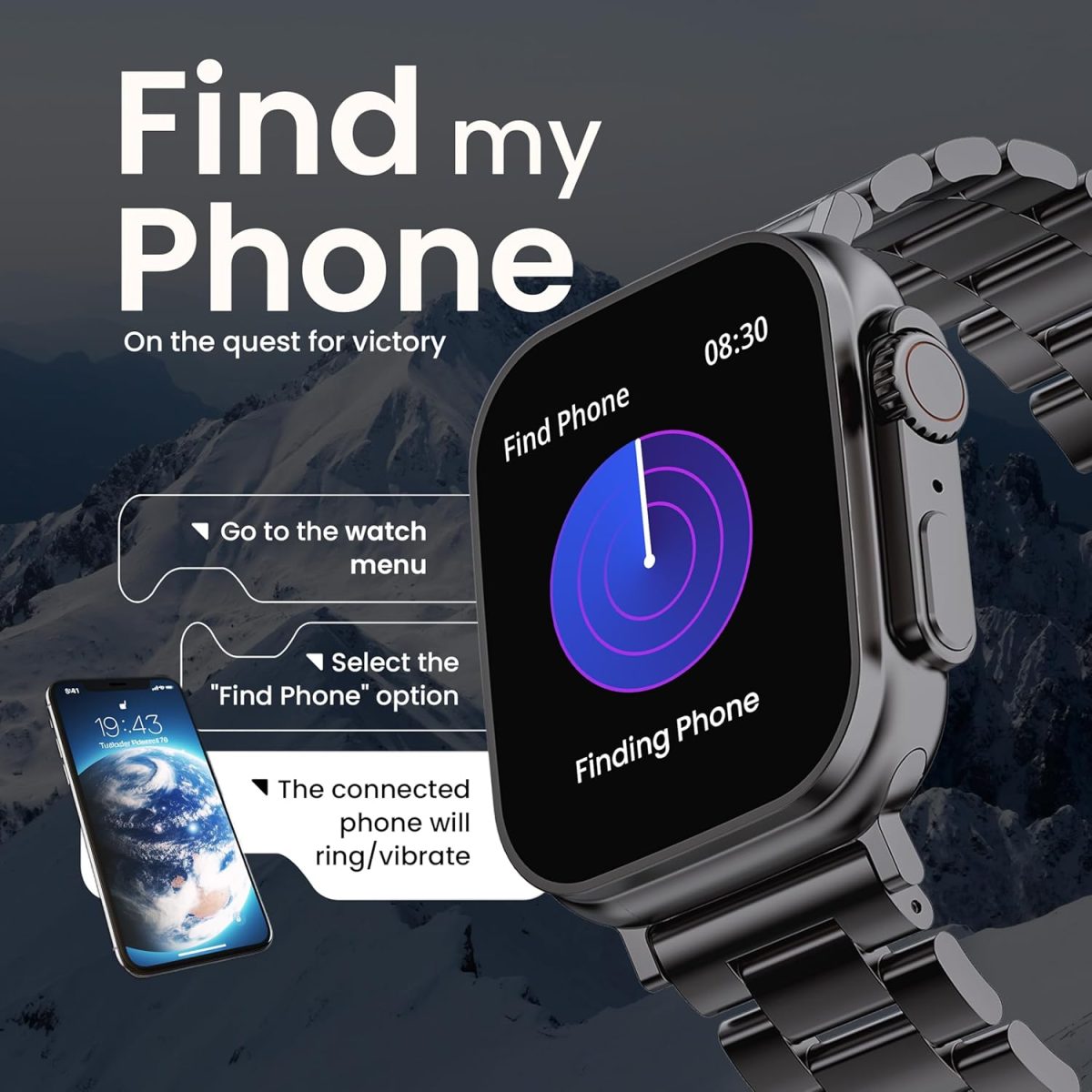 GOBOULT Newly Launched Crown Smart Watch 1.95'' Screen, BT Calling, Working Crown, Zinc Alloy Frame, 900 Nits Brightness, AI Voice Assistant, SpO2 Monitoring, 120+ Sports Mode (Chrome) - Image 14